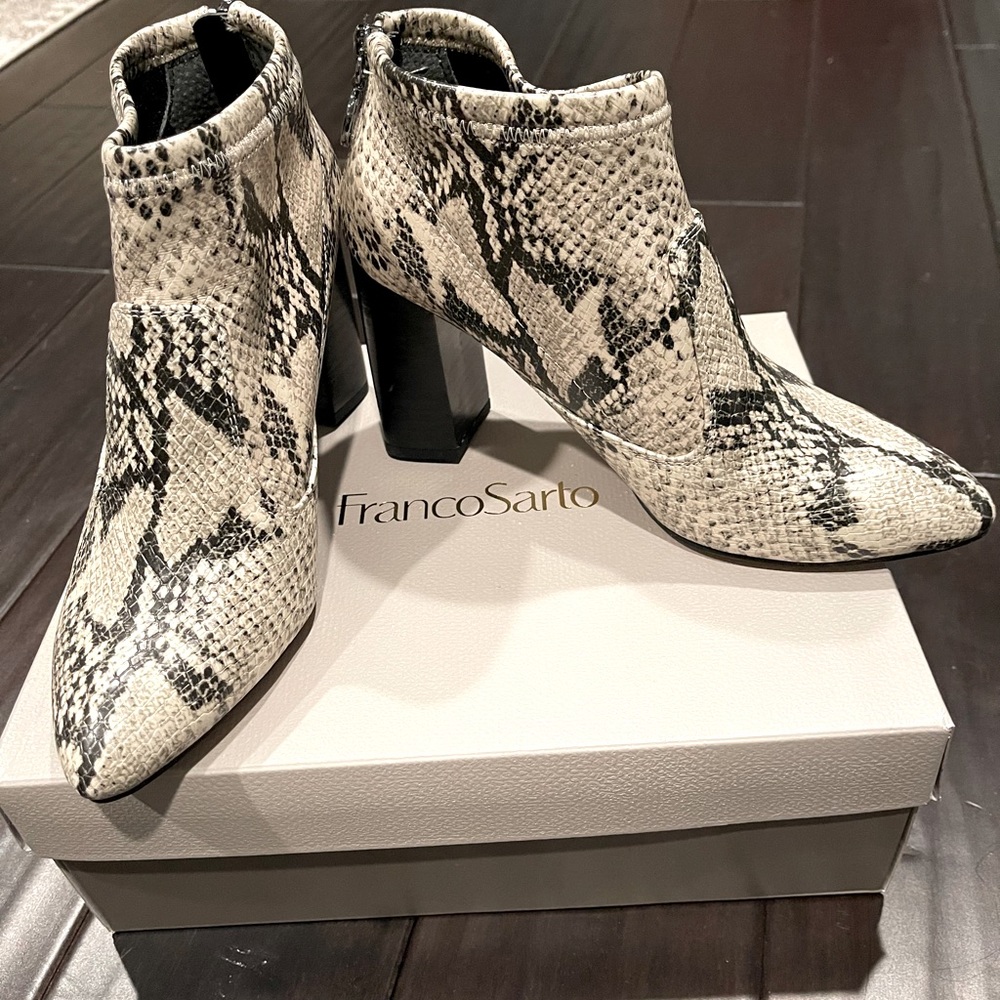 Franco Sarto Kortney Snakeskin Print Bootie. Slightly Used.